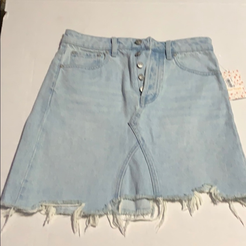 NWT Free People Going Rogue Jean Skirt Tidal Wave NEW